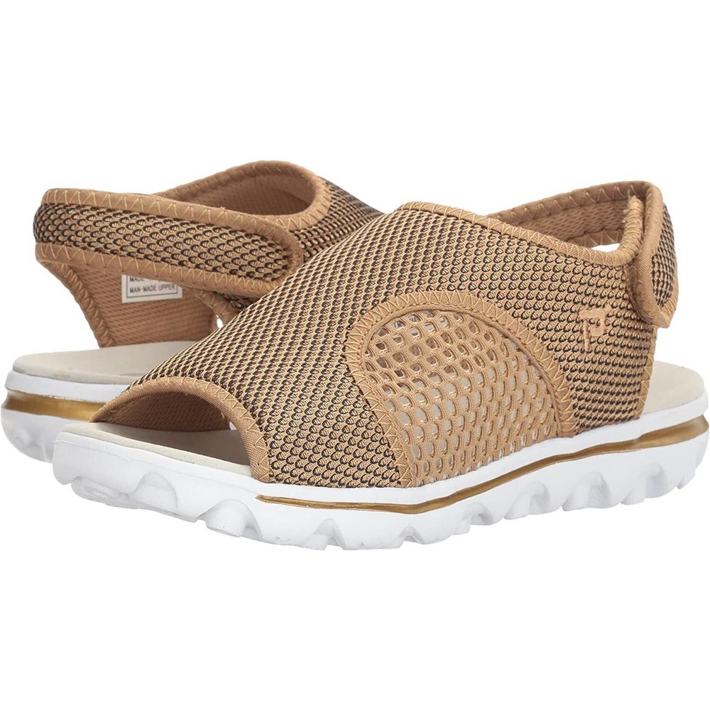 Propet Womens TravelActiv Ss Sandal in Gold & Black -- Size 6.5 Wide Width NEW